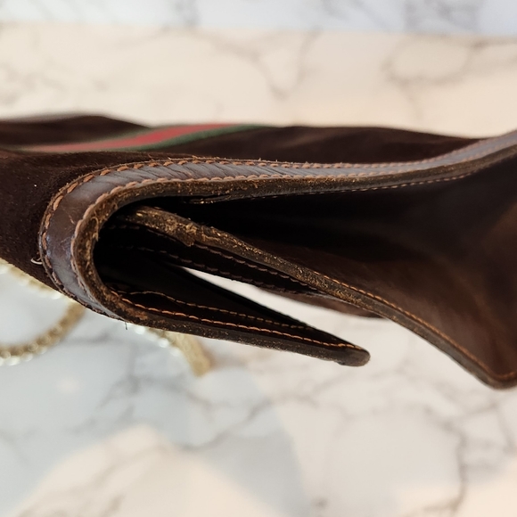 Vintage GUCCI Sherry Line Brown Suede Clutch - Picture 8 of 11